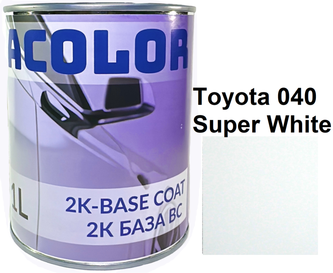 Базова автоемаль (металік) "Toyota 040 Super White ACOLOR" 1л