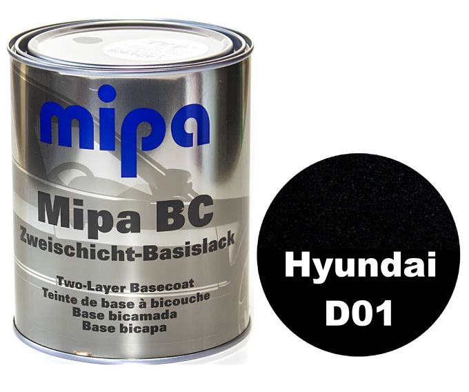 Базова автоемаль "Mipa D01 Hyundai Crna met" 1л (металік) [Міпа Хюндай Д01 чорна]
