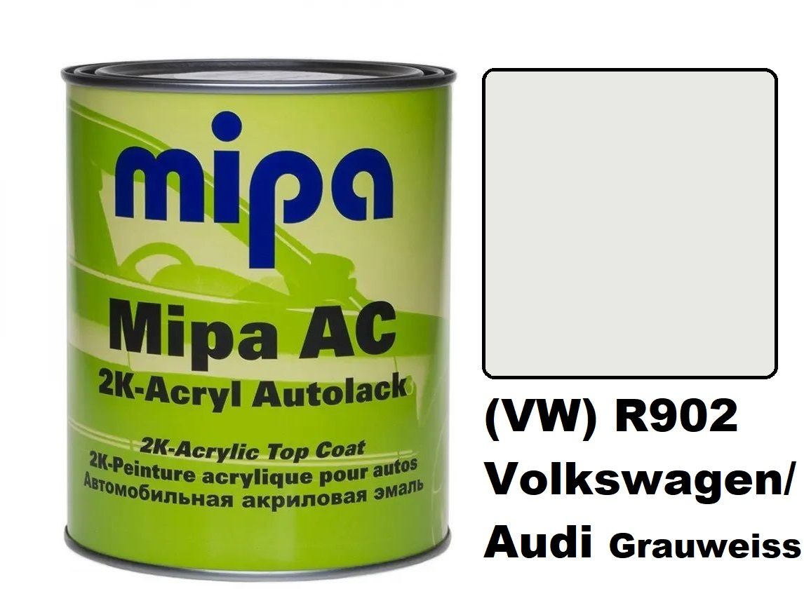 Автоемаль акрилова "(VW) R902 Volkswagen/Audi Grauweiss Mipa" 1л [Міпа Фольксваген/Ауді (ВВ) Р902 Граувеіс]