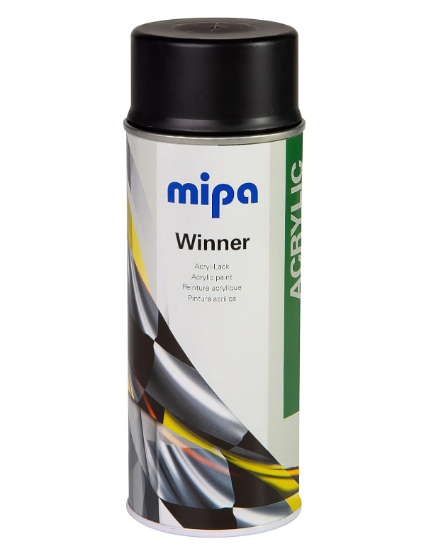 Автомобільна аерозольна фарба (чорна матова) "Mipa Spray paint black matt winner" (400мл) [Міпа Спрей Пейнт блек мат віннер]